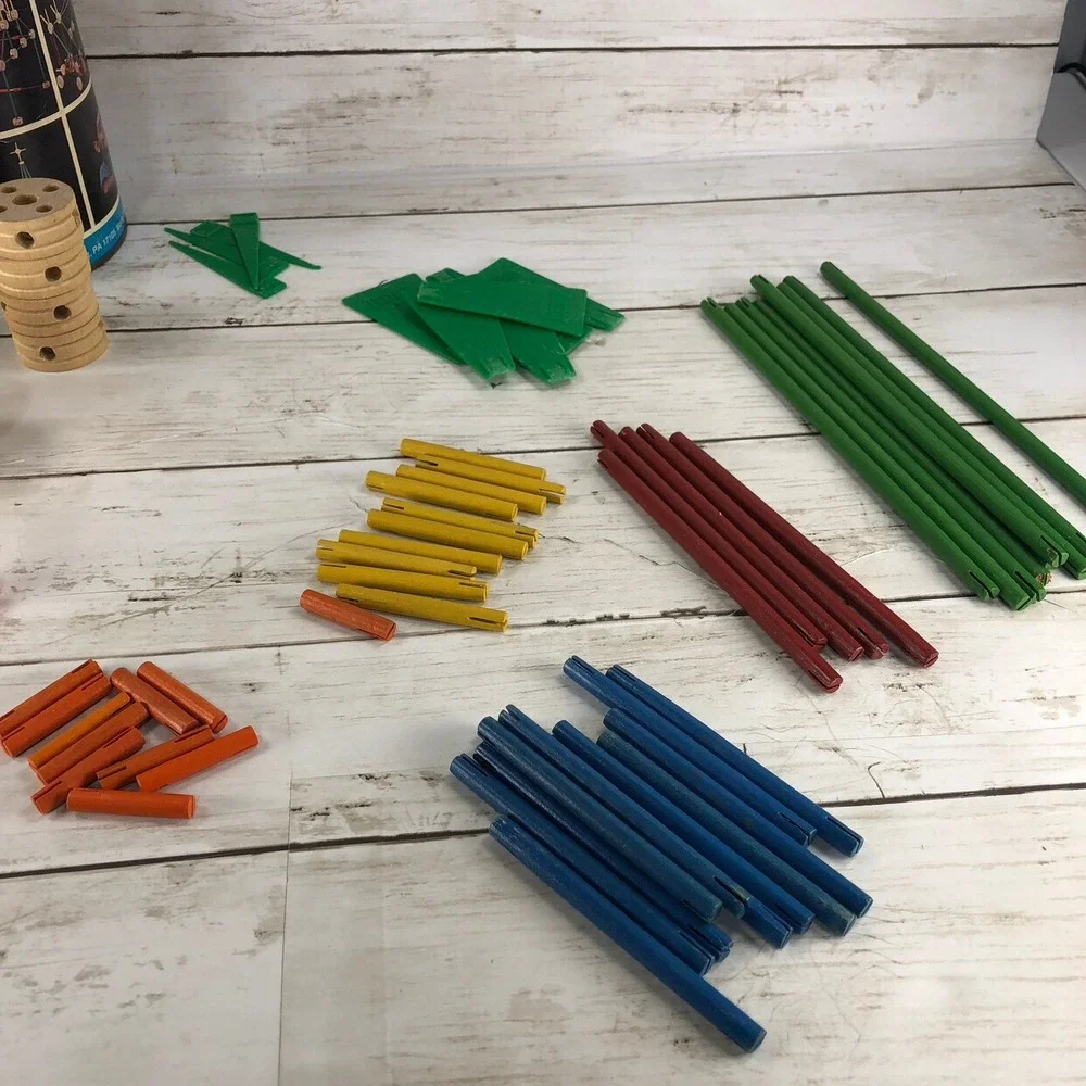 Vintage Tinkertoy Junior Architect Construction Set CBS Toys Canister